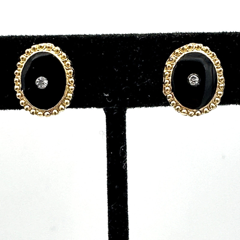 AVON vintage cameo set - brooch/pendant necklace & earrings black white gold gallery