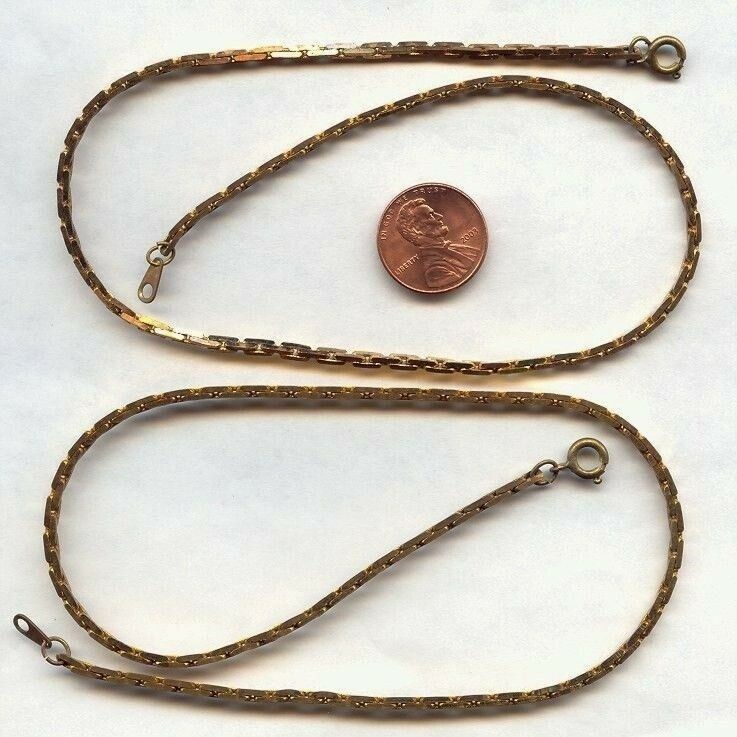VINTAGE BRASS DIAMOND CUT POLISHED 2.5mm BOSTON CABLE 15″ CHAIN NECKLACE W872