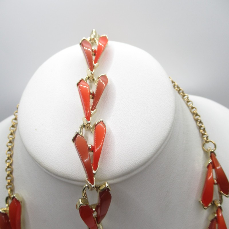 Set Light and Dark Orange Vintage Thermoset Vintage Necklace Bracelet Earrings gallery