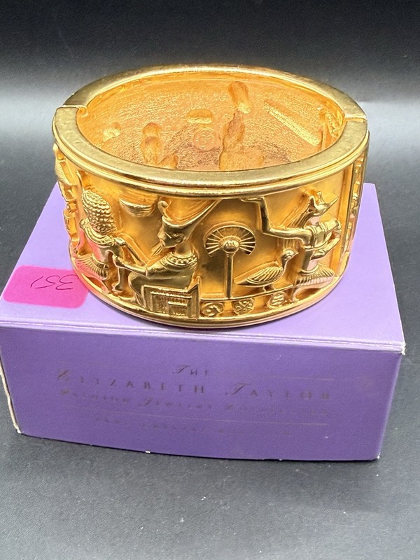 22k Gold plated Elizabeth Taylor for Avon Egyptian Revival Bracelet Cuff