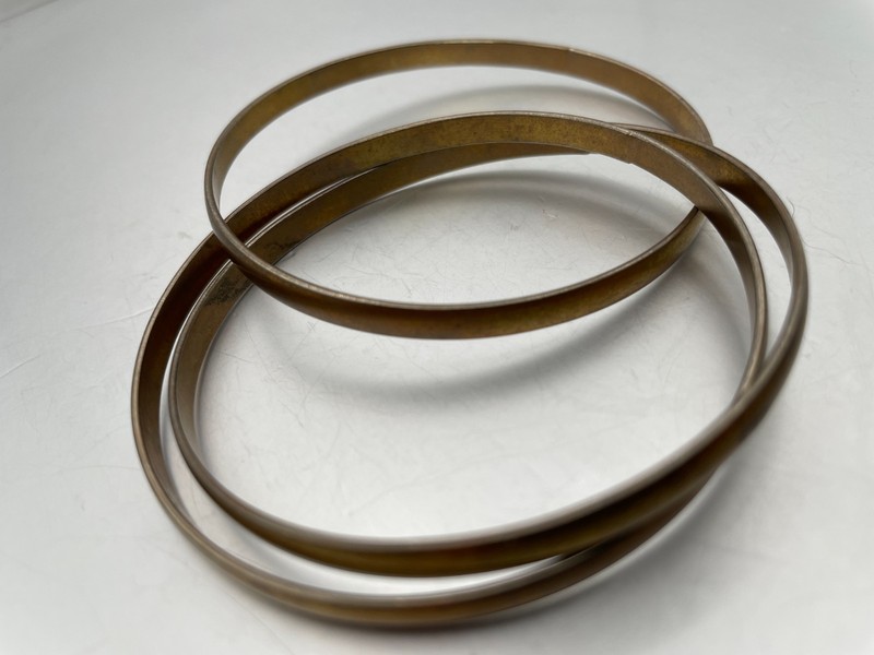 Copper Bangle Bracelet Set 3 Intertwined Stackable Narrow 7.5” gallery