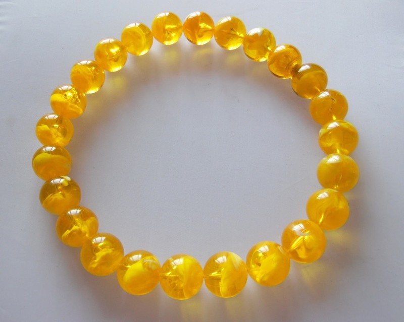Vintage USSR 1970s Amber Imitation Beads Necklace | 60cm | 209g