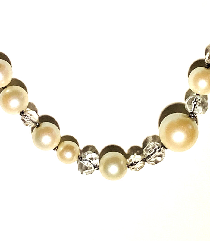 Monet Signed Glass MultiSize Pearl & Crystal Bead Necklace 34in L Toggle Closure gallery