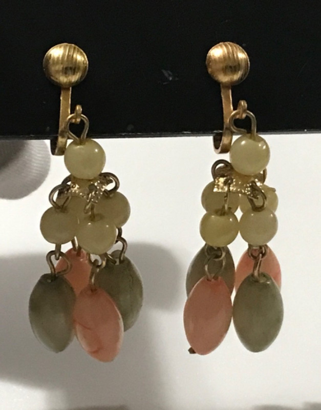 Vintage Pastel Cluster Dangle Drop Clip Earrings and Blue Moon Glow Drop Clip On gallery