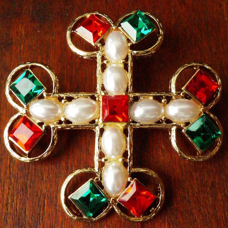 Vintage Palace Antique Color Treasure Brooch Colorful Gems Pearl Brooches Party