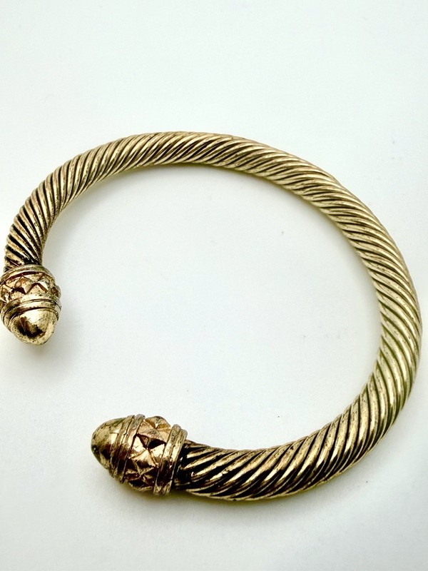 Silver & Gold Cable Cuff Bangle Bracelet untested Unknown Designer gallery