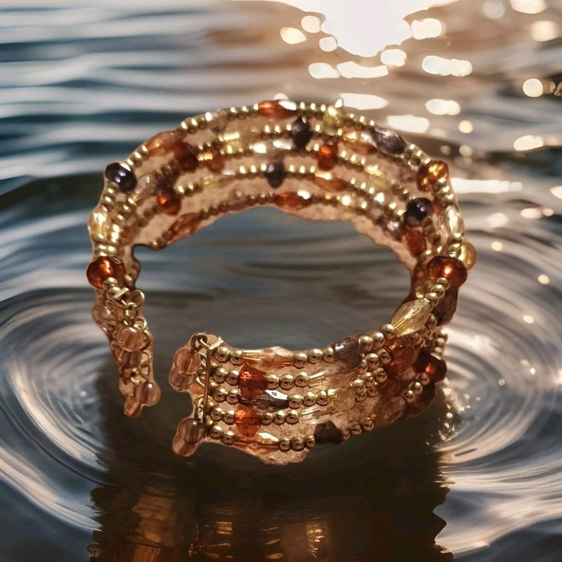 Beautiful Unique Vintage Bracelet - Beaded MultiStrand Stretch Cuff Bracelet gallery
