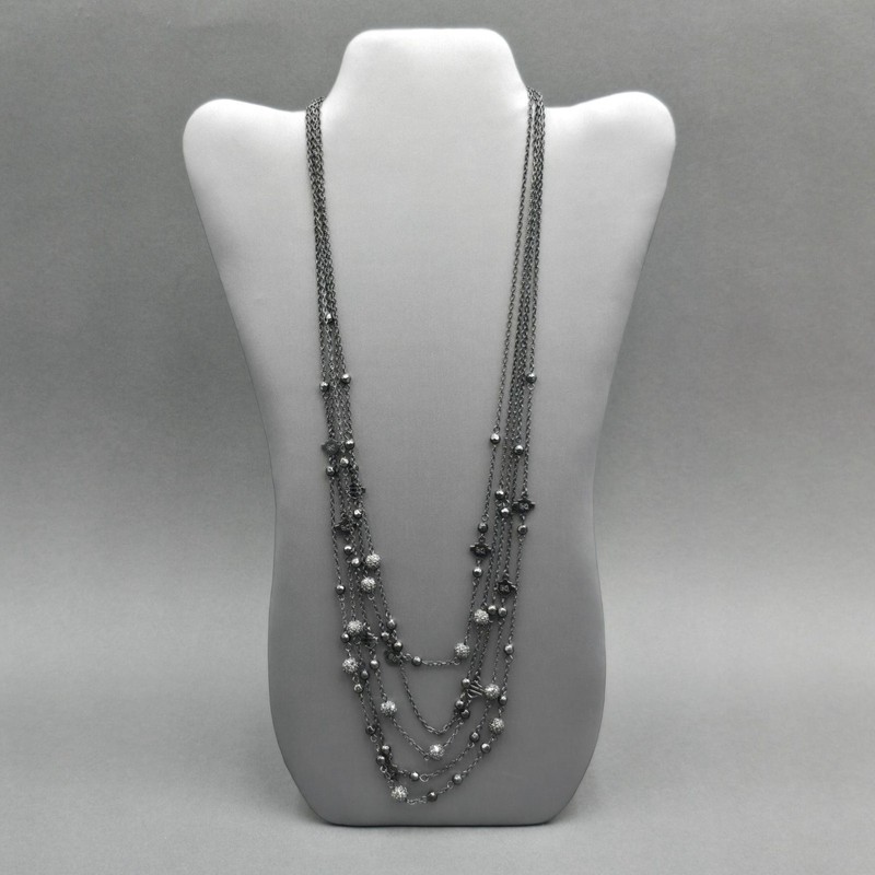 Vintage Harley Davidson Gunmetal Multi Strand Shield Station Chain Necklace 24″