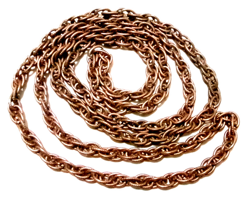 vtg Copper Plate Continuous Chain Textured Necklace 28in