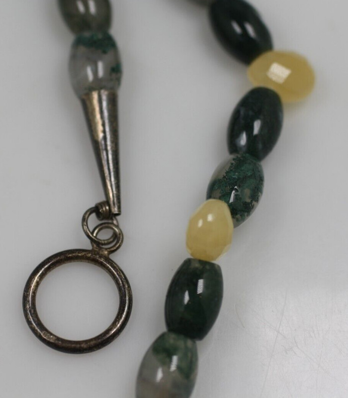 Vintage tumbled green yellow stones sterling silver southwest beaded necklace 20 gallery