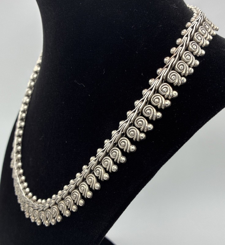 2001 925 Sterling Silver Treasures Of India 17 1/2” Scroll Drop Necklace J86094 gallery