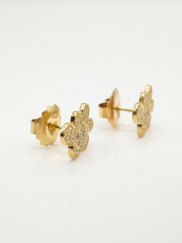 Signed ORIGINAL $9000 2ct VS Fancy INTENSE PINK YELLOW Diamond 18k Gold Earrings gallery