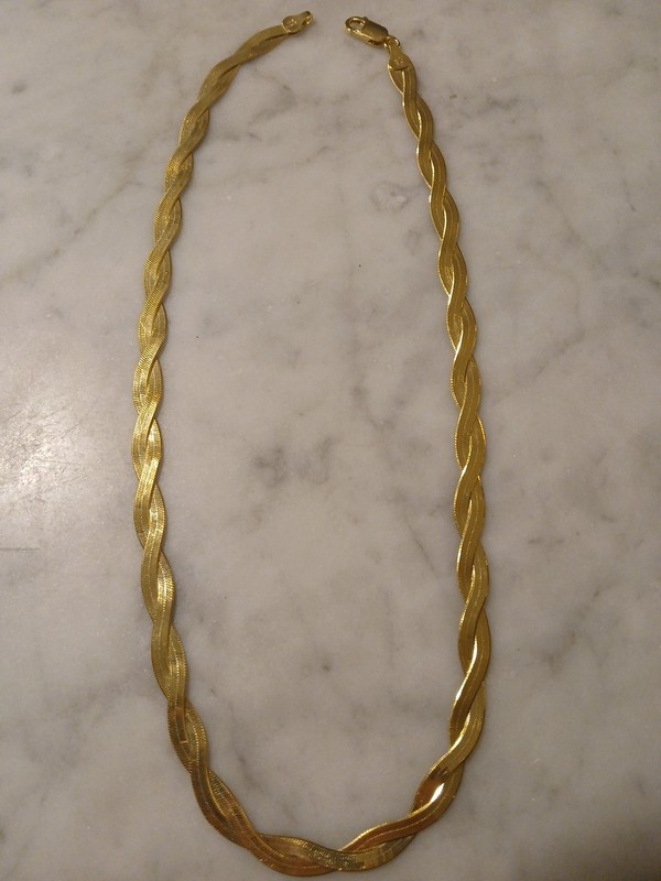 Vtg JCM Italy 925 Silver Double Braided 20″ Herringbone Chain Gold Plated