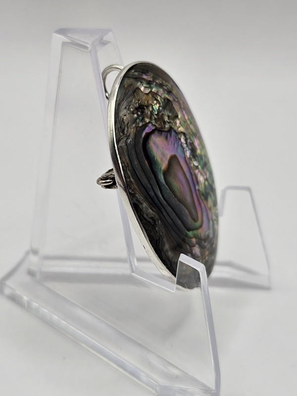 STERLING SILVER MEXICO ABALONE BROOCH/PENDANT gallery