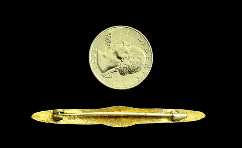 Antique Art Deco Era Turquoise Guilloche Brass Gold Wash Bar Brooch-~1920s gallery