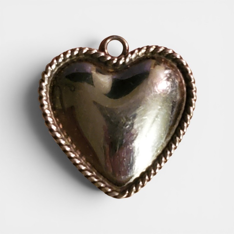Vintage Sterling Silver Convex Heart Pendant Germany