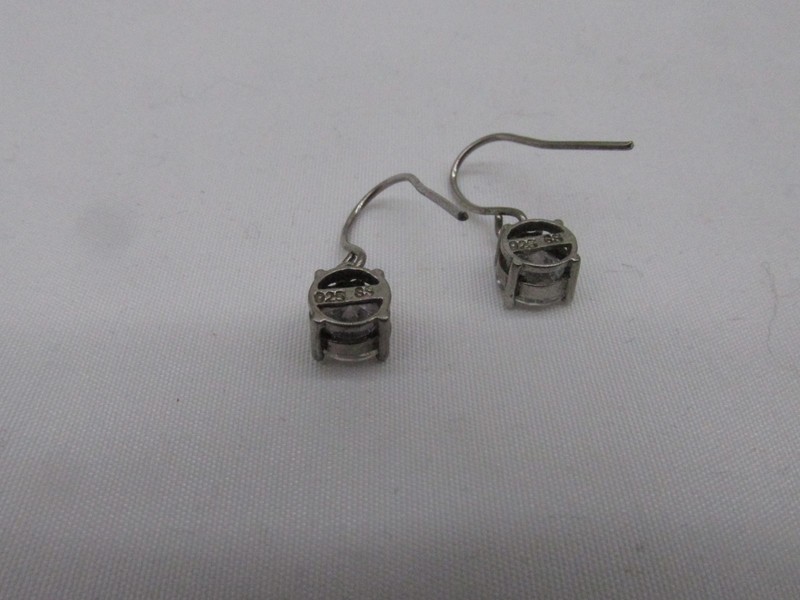 Sterling Silver Round Shaped Drop Style Pierced Earrings .75" #208 gallery