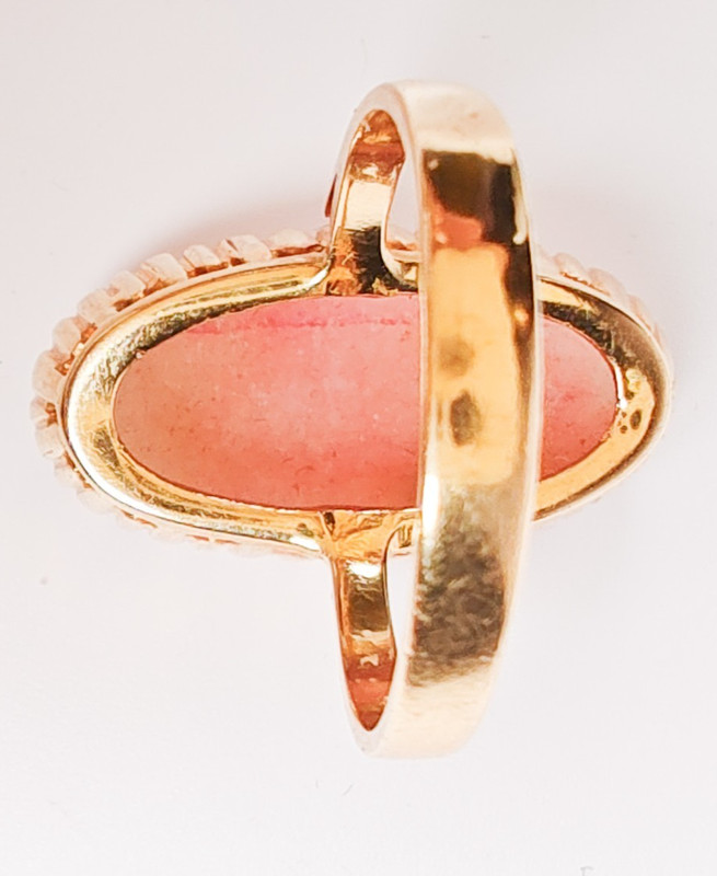 Antique 13/14K Gold Strawberry Quartz Ring 21x11mm Oval Size 6.75 5.84 Grams gallery