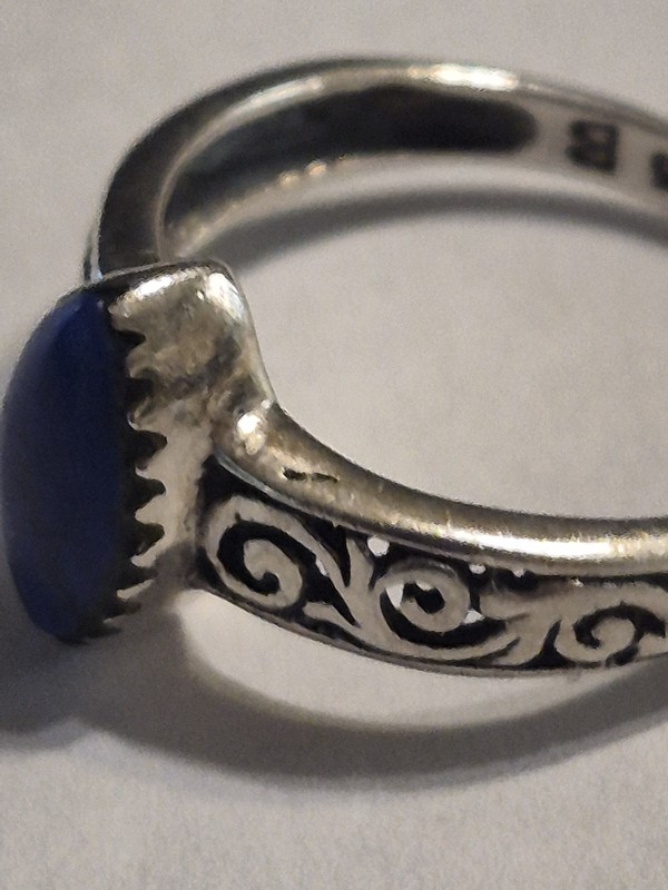 Vtg925 Sterling Silver Lapis Lazuli Marquise Filigree Statement Ring 2.6g Sz 5.5 gallery