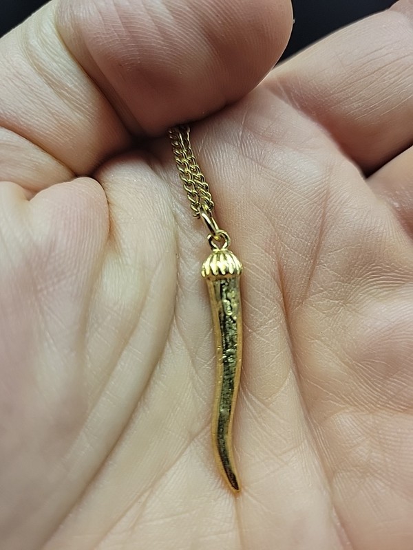 Vintage 1970s Retro Authentic Italian Horn CORNICELLO Necklace On 18 Inch Chain