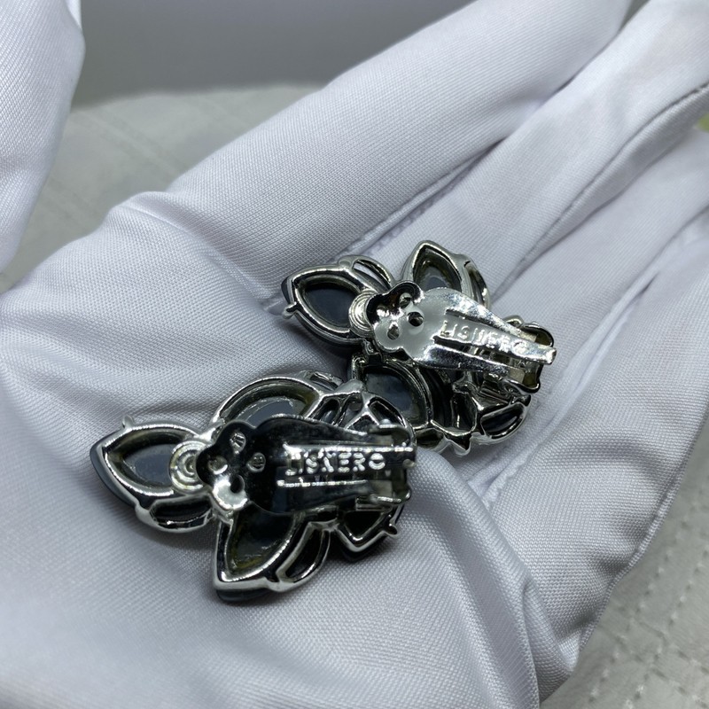 Vintage Lisner Thermoset Clip Earrings Moonglow Gray Climbers Leaves Mid Century gallery