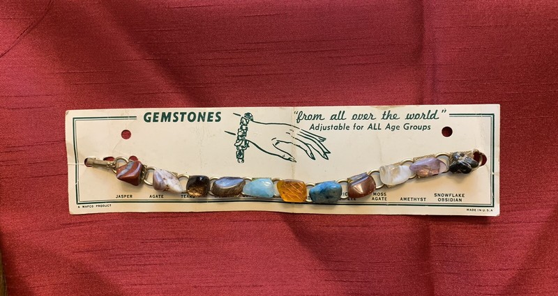 Vintage Bracelet Mafco Multi Gemstones gold tone 7″ Costume Jewelry
