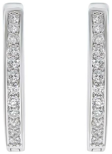 ESTATE .27CT DIAMOND 18KT WHITE GOLD 3D CLASSIC CHANNEL PRONG HUGGIE EARRINGS