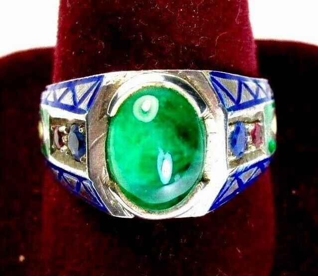 925 St. Silver Ring, With Beautiful 2.25 Ct 10×8 mm Oval Emerald, Size T