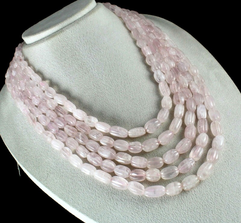 Natural Rose Quartz 1356 Ct Carved Cabochon Gemstone Fashion Necklace