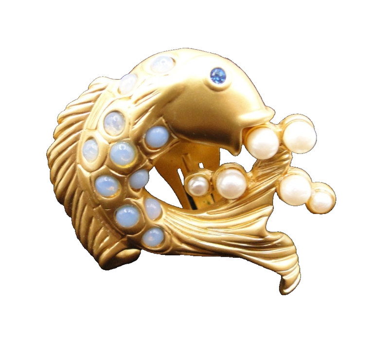 NEW Elizabeth Taylor Avon "Sea Shimmering" Koi Fish SINGLE Clip-On Earring RARE gallery