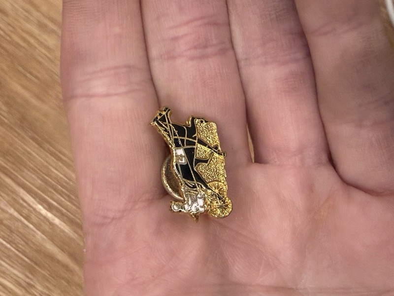 Trotter Horse Buggy & Rider Lapel Pin #4 Black White & Gold Colors Small Size gallery