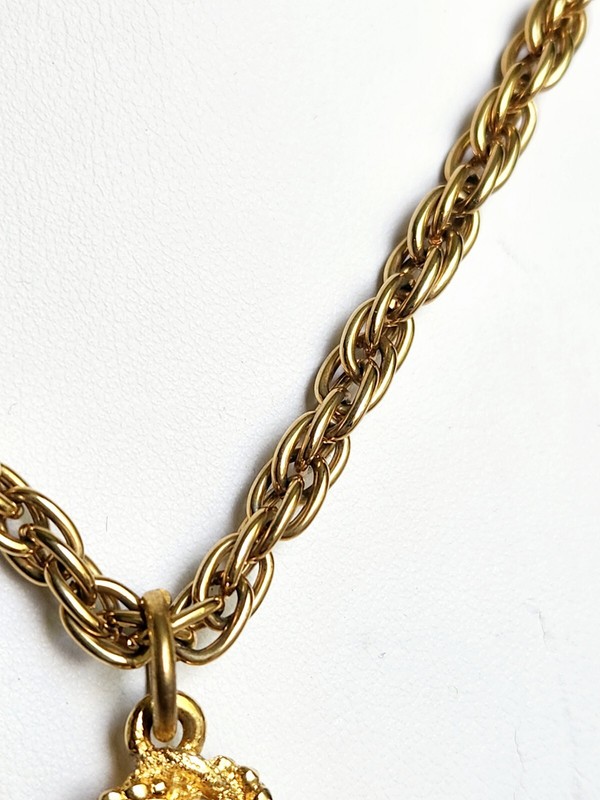 VTG Statement Gold Tone Articulated Dangle Bold Necklace Rope Chain & Detail 4" gallery