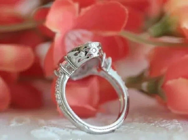 2Ct Art Deco Style Lab Created Diamond Engagement Wedding 14K White Gold FN Ring gallery