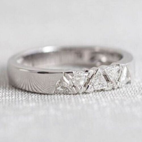 Art Deco 1.40 Ct Trillion Cut Diamond Vintage Style Engagement Ring 925 Silver gallery