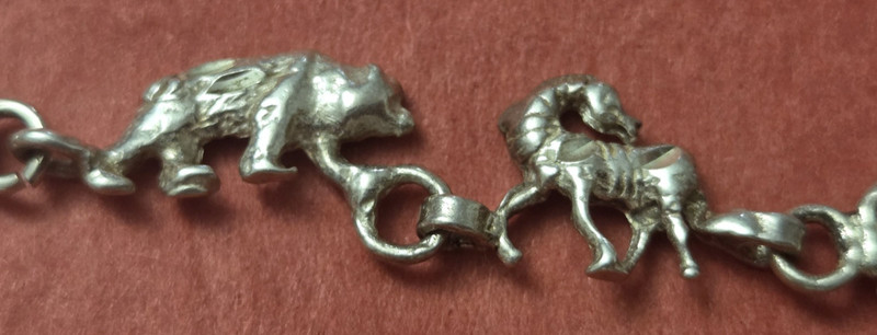 Vintage Marked 925 Sterling Silver Biblical Noah's Ark Chain Bracelet, 7" ~ 8g gallery