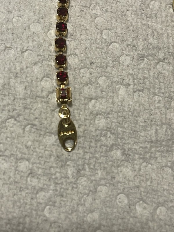 Signed Avon Vintage Tennis Bracelet Red Clear Rhinestones 6 Inch gallery