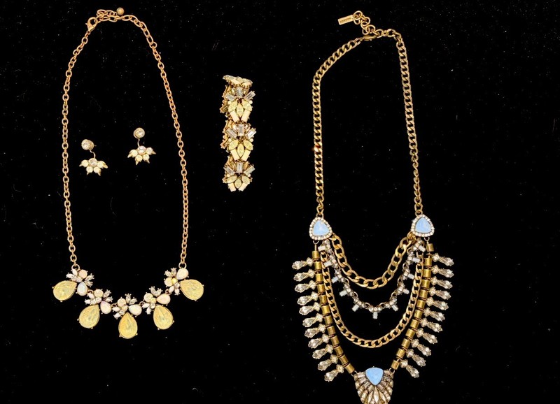 Vintage Rhinestone Jewelry 4 Pieces Necklaces Bracelet Earrings