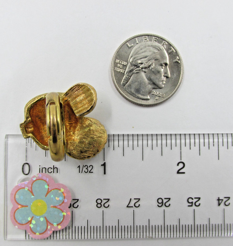 Unique Vintage Cartoon Mouse Ring Brushed Gold Tone Rhinestone Eyes Size 5 gallery