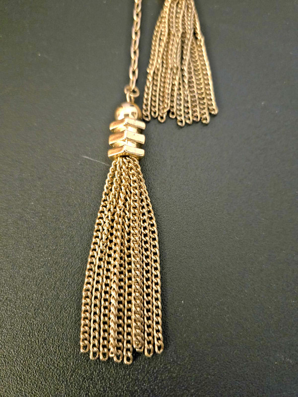 Designer NY Gold Tone Tassel Lariat Necklace Statement Rope Chain Drop Pendant gallery
