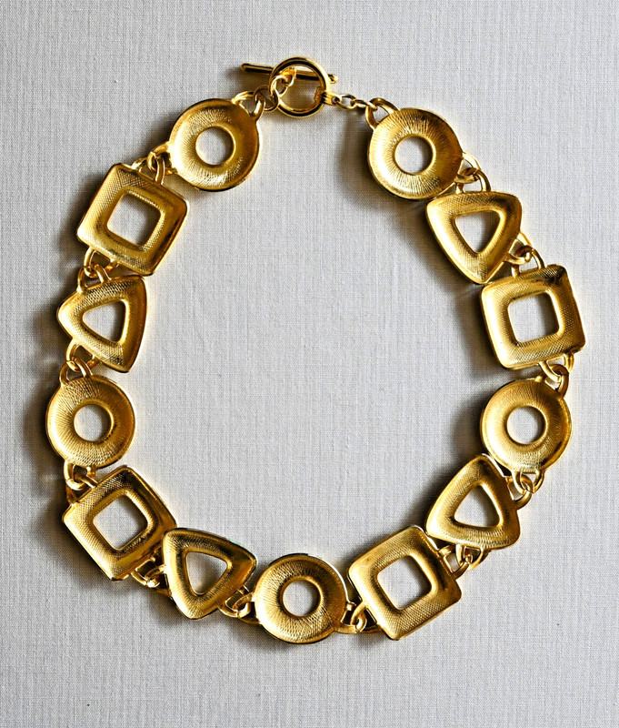 Vintage Gold Tone Retro Modern Statement Choker Necklace gallery