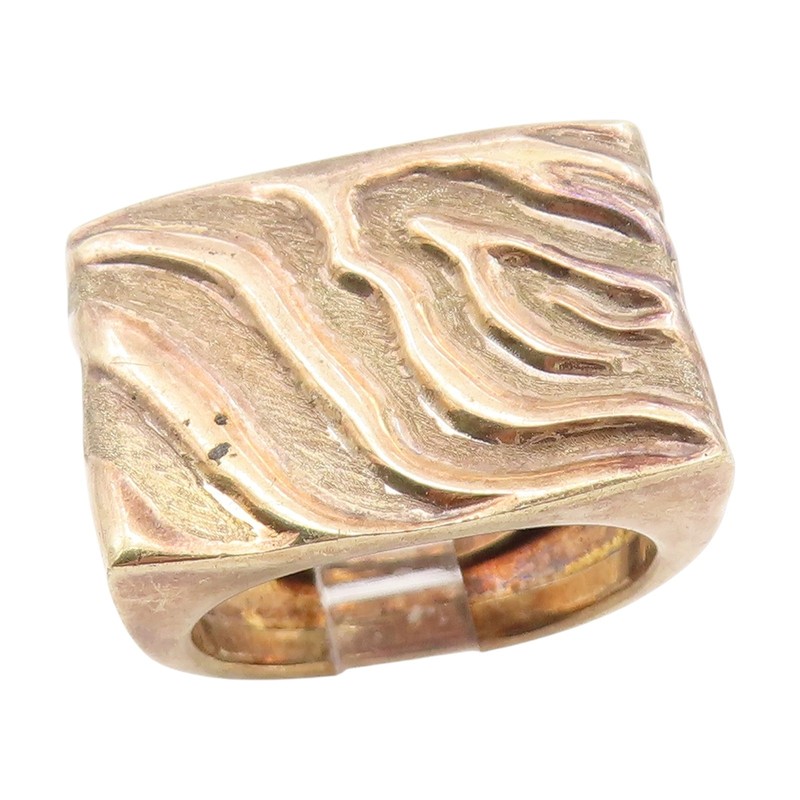 925 Sterling Silver Vintage Ring ITAOR Textured Wave Signet Sz 8.5 RG34642