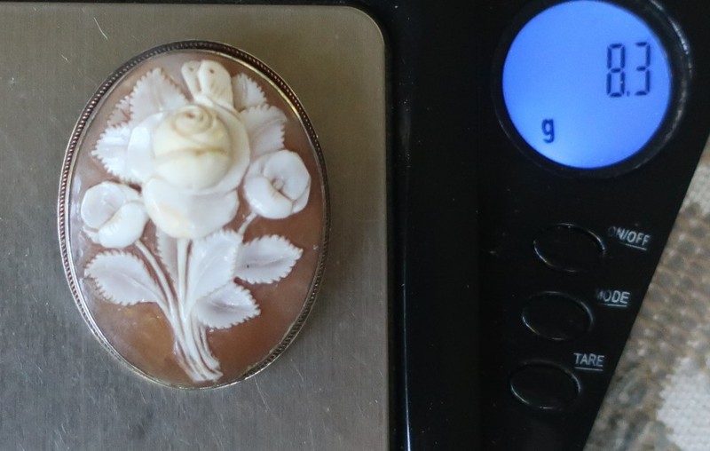 Vintage Sardonix Shell Flower Bouquet Cameo Brooch Pendant 900 Silver Frame gallery