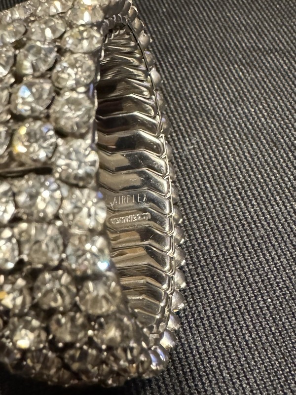 Airflex Silver-tone Expandable White Rhinestone Bracelet, Made In the USA gallery