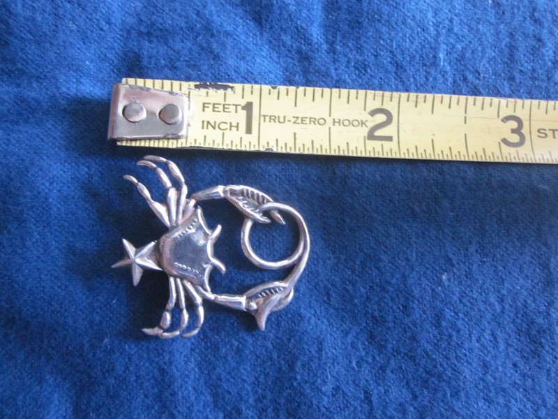 Margot de Taxco Sterling Zodiac Cancer The Crab Brooch 5232 gallery