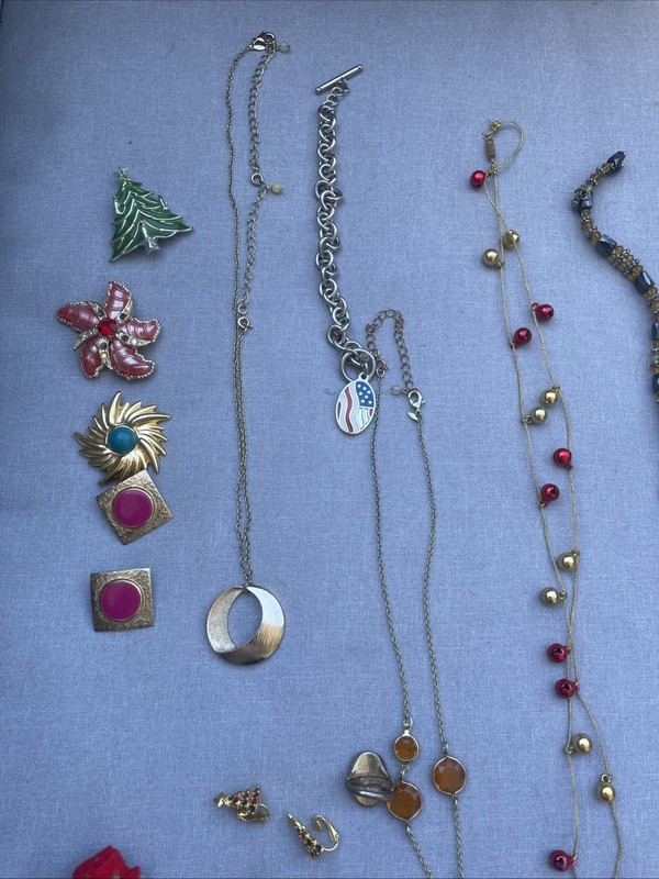 Vintage Estate Jewelry Lot Avon Earrings Brooch Necklaces As Is gallery
