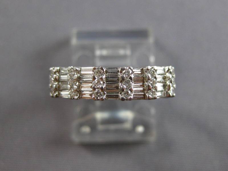 .73CT DIAMOND 18KT WHITE GOLD 3D ROUND & BAGUETTE CHANNEL PRONG MULTI ROW RING gallery