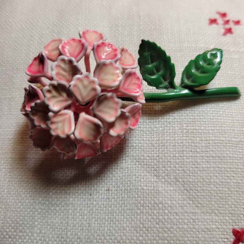 Mod Retro Dimensional Pink Flower W. Stem Pin Brooch gallery