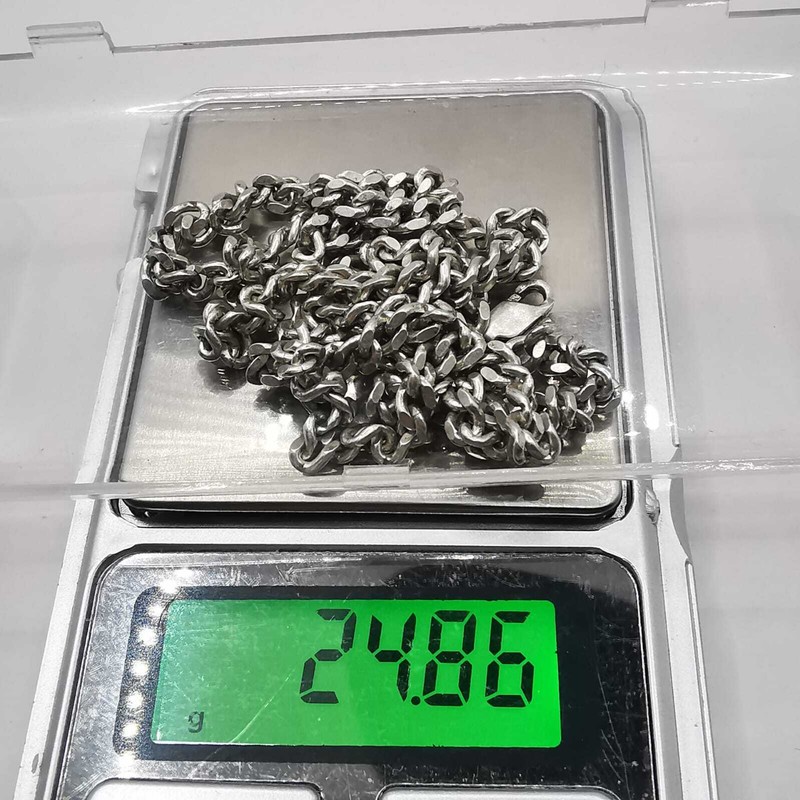 Vintage 925 Sterling Silver 24.8" Curb Chain Necklace 24.86g Unisex Adult gallery