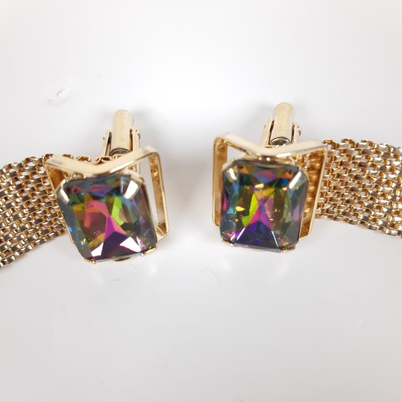Vintage Cuff Links Mesh Bullet Back Toggle Stones Gems Jewelry Mens Lot gallery
