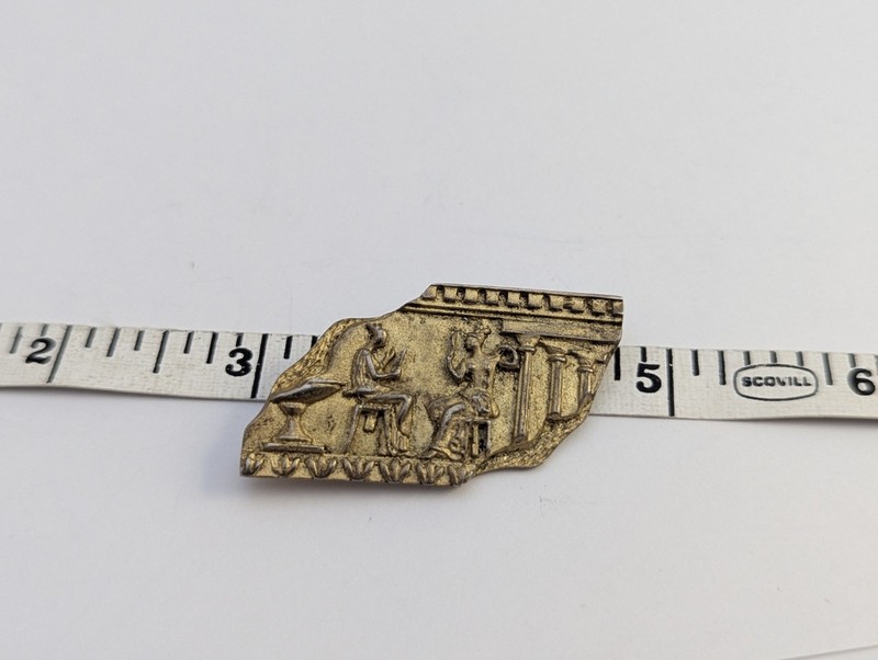 Vtg 800 Silver Gold Vermeil Ancient Roman Greek Frieze Brooch gallery